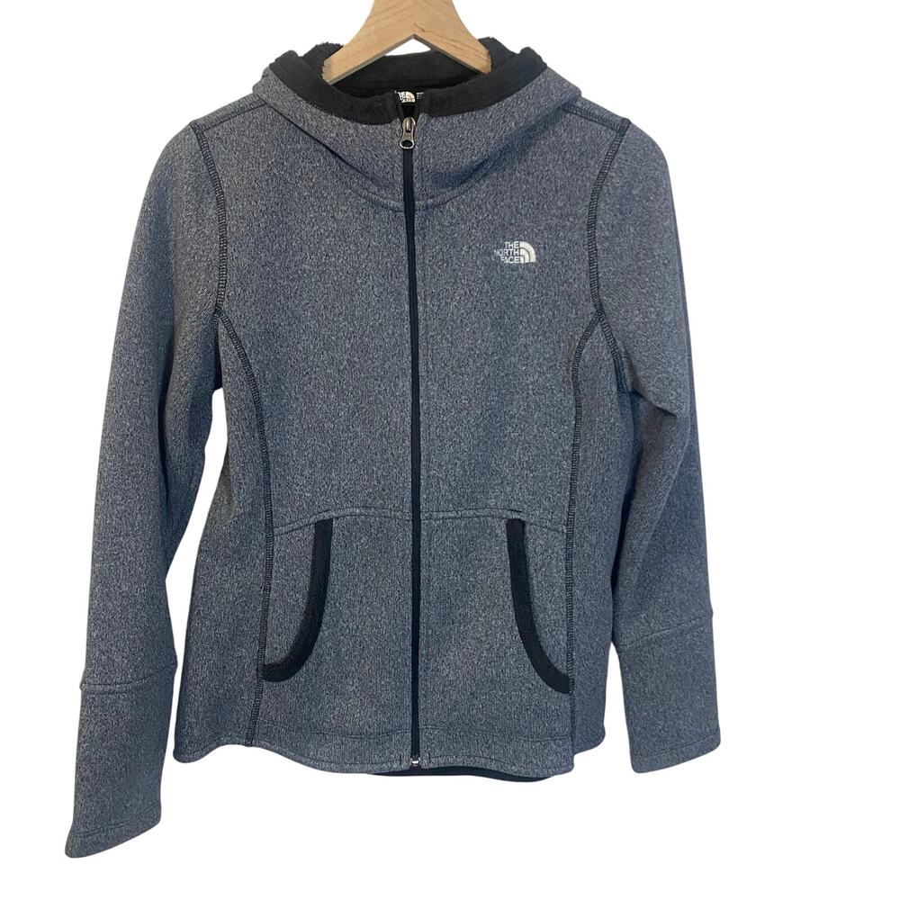 The North Face Women's Fleece Full Zip Sweater Jacket Gray & Black Sz M